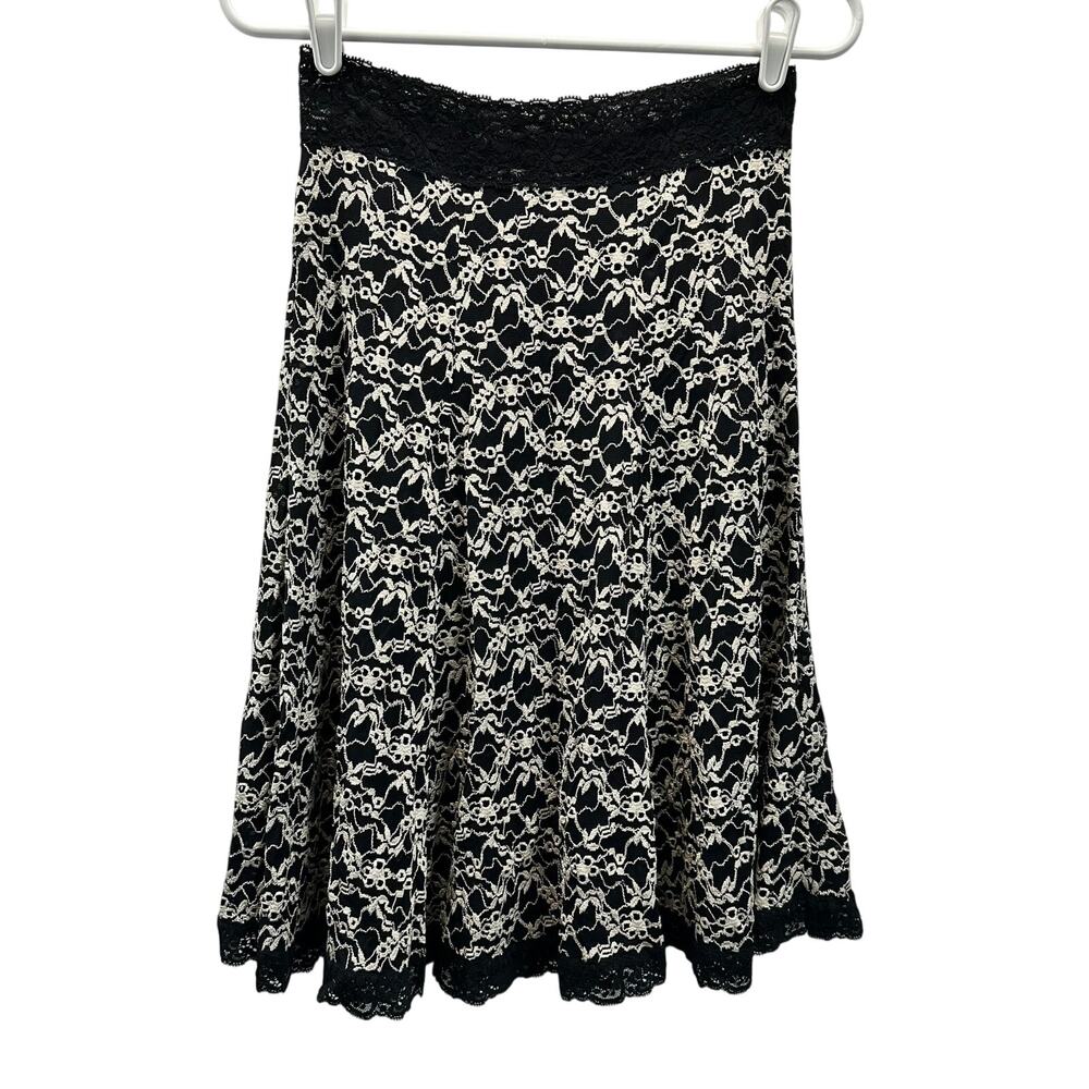CAbi Lace Black White Skirt Eyelet Pull On A-Line Romantic Med